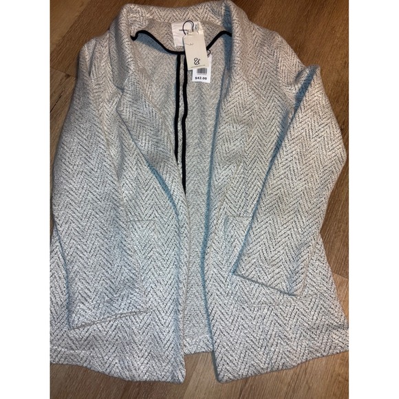 Thread & Supply Women's Small Gray Herringbone Knit Open Front Blazer Jacket - Picture 1 of 5